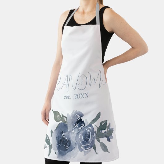 おばあちゃんのための青い花 エプロン (インサイチュ)