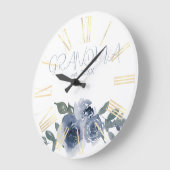おばあちゃんのための青い花 ラージ壁時計 (傾斜)