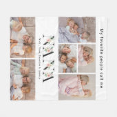 おばあちゃんのための8枚の写真が入った花のアルファベットブランケット フリースブランケット (正面(横))