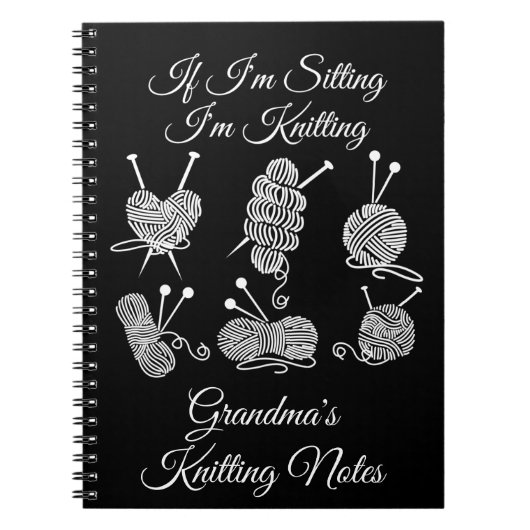 おばあちゃんのもし私は座っている – 編み物ノートまたは名前 ノートブック (正面)