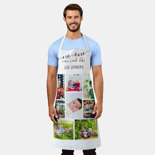 おばあちゃんのような調理師はできない編集可能な8枚の写真 エプロン (着用した状態)