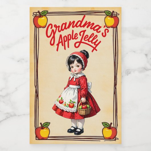 おばあちゃんのアップルゼリーヴィンテージ フードラベル (シングルラベル)