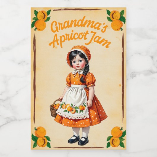 おばあちゃんのアプリコットジャムヴィンテージ フードラベル (シングルラベル)