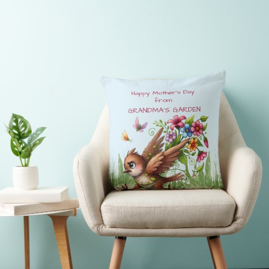 おばあちゃんのガーデンバードからハッピーマザーズおもしろいデー クッション (椅子)