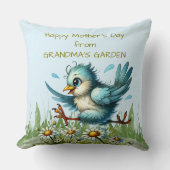 おばあちゃんのガーデンバードからハッピーマザーズおもしろいデー クッション (正面)