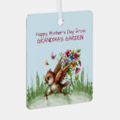 おばあちゃんのガーデンビルからハッピーな母おもしろいの日 メタルオーナメント (正面右)