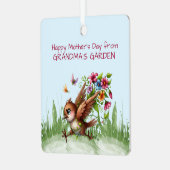 おばあちゃんのガーデンビルからハッピーな母おもしろいの日 メタルオーナメント (正面左)