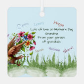 おばあちゃんのガーデンビルからハッピーな母おもしろいの日 メタルオーナメント (裏面)