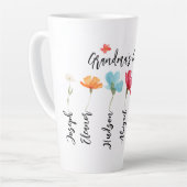 おばあちゃんのガーデンフラワーグランドキッド名 カフェラテマグ (左アングル)