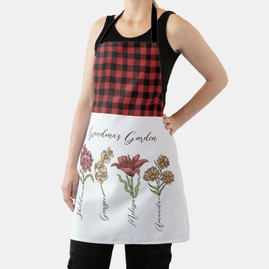 おばあちゃんのガーデンフラワー4グランドキッズネームフローラ エプロン (インサイチュ)