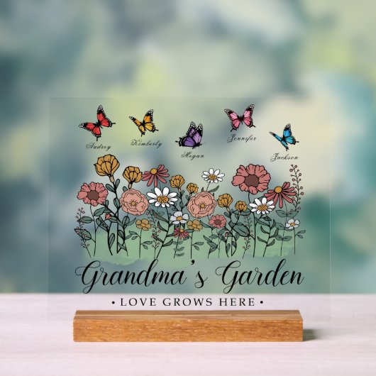 おばあちゃんのガーデンモダンキープサケ5名前をカスタムする アクリルサイン (ニュートラル)
