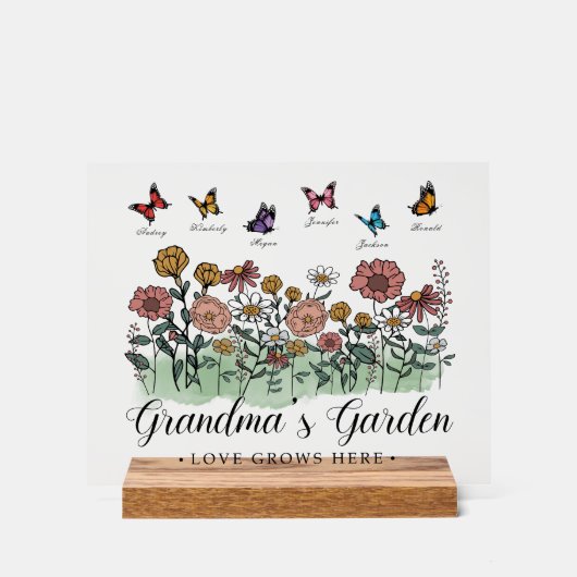 おばあちゃんのガーデンモダンキープサケ6名前をカスタムする アクリルサイン (正面)
