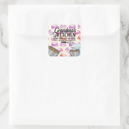 . .おばあちゃんのキッチンいい食べ物を毎日一緒に スクエアシール (バッグ)