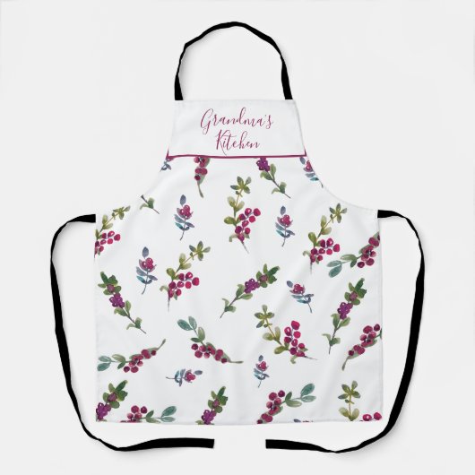 おばあちゃんのキッチンクリスマスウィンターベリー エプロン (正面)