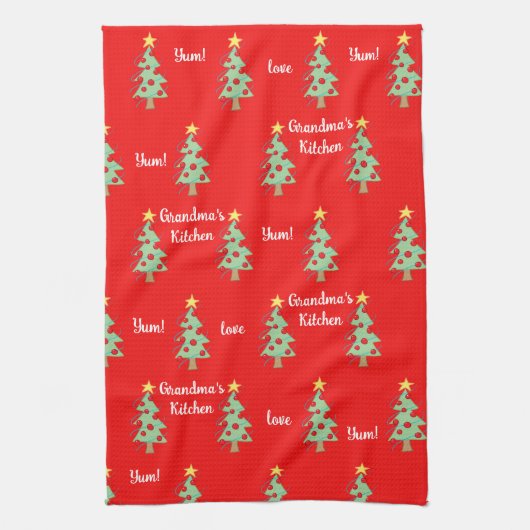 おばあちゃんのキッチンクリスマスツリーキッチンタオル キッチンタオル (縦)