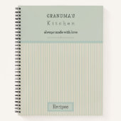 おばあちゃんのキッチンクリーム&ブ淡い色のルーストライプのレシピ ノートブック (正面)