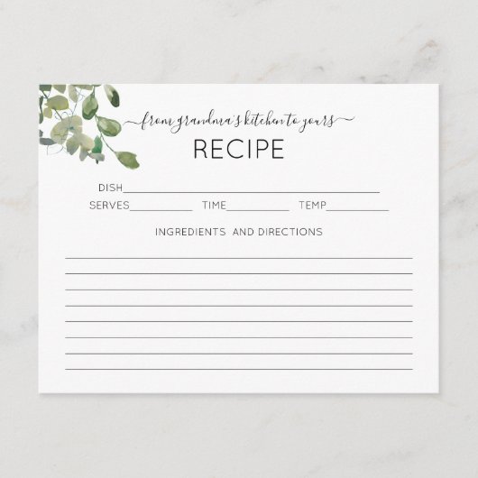 おばあちゃんのキッチンレシピカード エンクロージャーカード (正面)