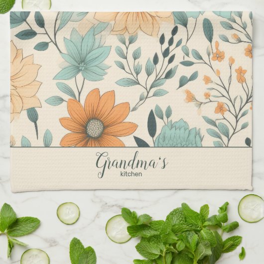 おばあちゃんのキッチンレトロフローラ キッチンタオル (折り畳み)