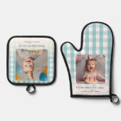 おばあちゃんのキッチン孫たち2枚の写真 鍋つかみ&鍋敷きセット (正面)