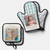 おばあちゃんのキッチン孫たち2枚の写真 鍋つかみ&鍋敷きセット (正面/裏面)