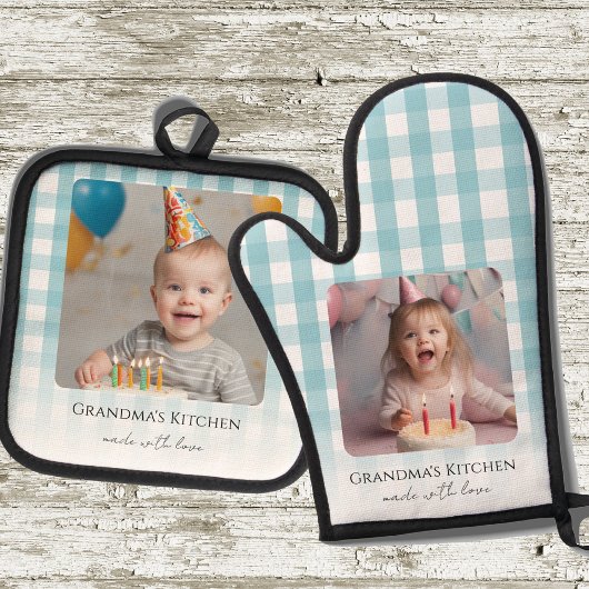 おばあちゃんのキッチン孫たち2枚の写真 鍋つかみ&鍋敷きセット