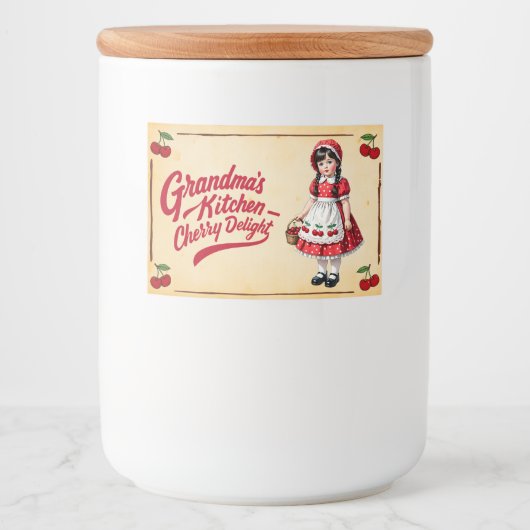 おばあちゃんのキッチン – さくらんぼの喜び – ヴィンテージ フードラベル (正面)