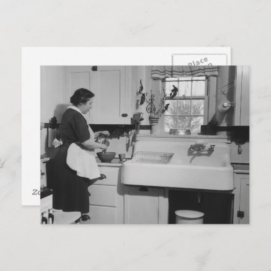 おばあちゃんのキッチン – ヴィンテージ ポストカード (正面/裏面)