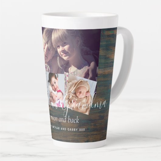 おばあちゃんのギフトおばあちゃんフォトコラージュおばあちゃん カフェラテマグ (右アングル)