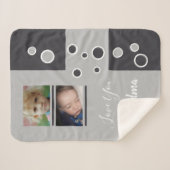 おばあちゃんのギフトグレーと白い孫の写真 シェルパブランケット (正面(横))