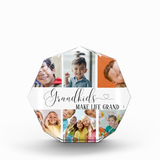 おばあちゃんのギフトフォトブロックのためのグランドキッズコラージュ フォトブロック (正面)