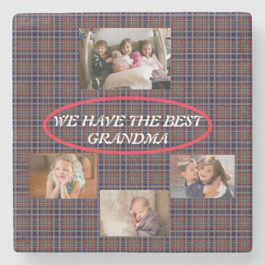 おばあちゃんのクッキーの様白いフォント写真 ストーンコースター (正面)