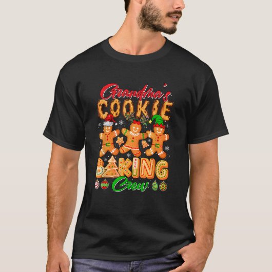おばあちゃんのクリスマスクッキー作り隊 楽しいパン屋さん愛 Tシャツ (正面)