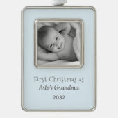 おばあちゃんのクリスマスパーソナライズされたの写真名 シルバープレートフレームオーナメント (正面)