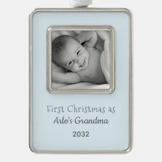 おばあちゃんのクリスマスパーソナライズされたの写真名 シルバープレートフレームオーナメント (正面)
