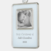 おばあちゃんのクリスマスパーソナライズされたの写真名 シルバープレートフレームオーナメント (左)