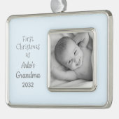 おばあちゃんのクリスマスパーソナライズされたの写真名 シルバープレートフレームオーナメント (左)