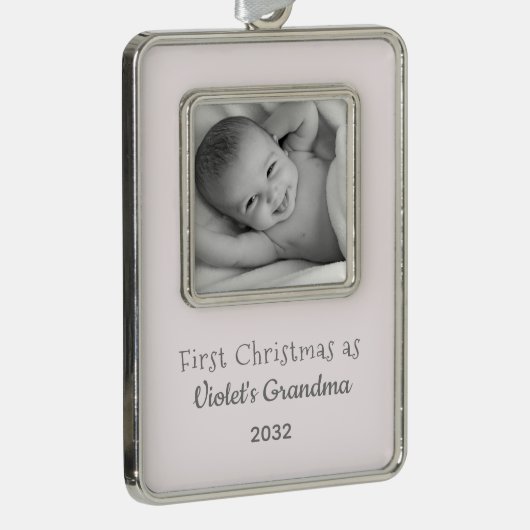 おばあちゃんのクリスマスパーソナライズされたの写真名 シルバープレートフレームオーナメント (右)