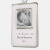 おばあちゃんのクリスマスパーソナライズされたの写真名 シルバープレートフレームオーナメント (左)