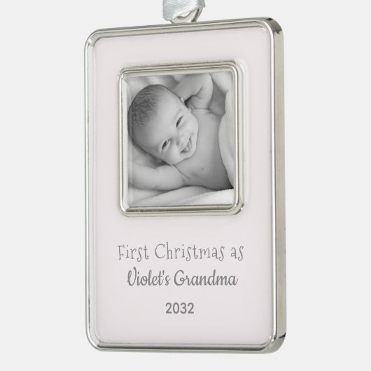 おばあちゃんのクリスマスパーソナライズされたの写真名 シルバープレートフレームオーナメント (左)
