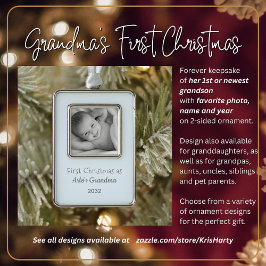 おばあちゃんのクリスマスパーソナライズされたの写真名 シルバープレートフレームオーナメント