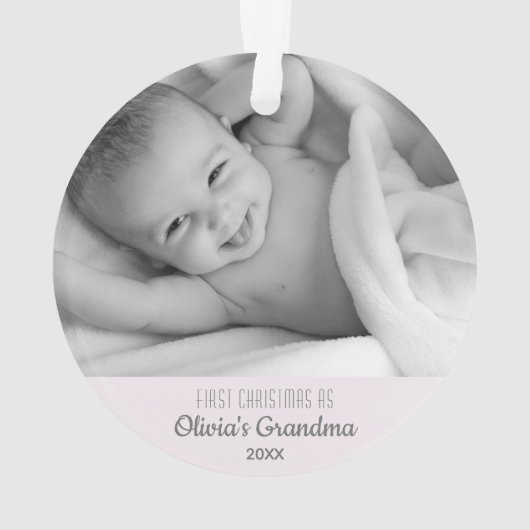 おばあちゃんのクリスマスパーソナライズされた第1回名写真 オーナメント (裏面)