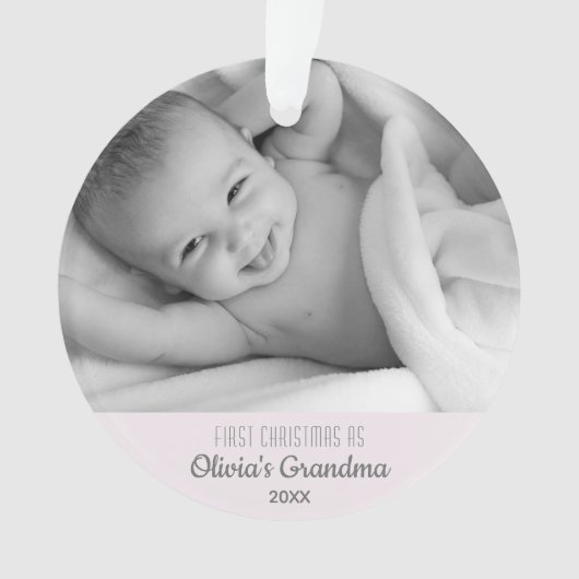 おばあちゃんのクリスマスパーソナライズされた第1回名写真 オーナメント (正面)