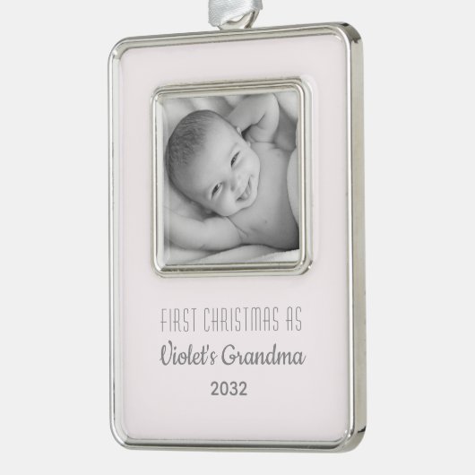 おばあちゃんのクリスマスパーソナライズされた第1回名写真 シルバープレートフレームオーナメント (左)