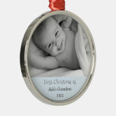 おばあちゃんのクリスマスパーソナライズされた第1回名写真 メタルオーナメント (右)