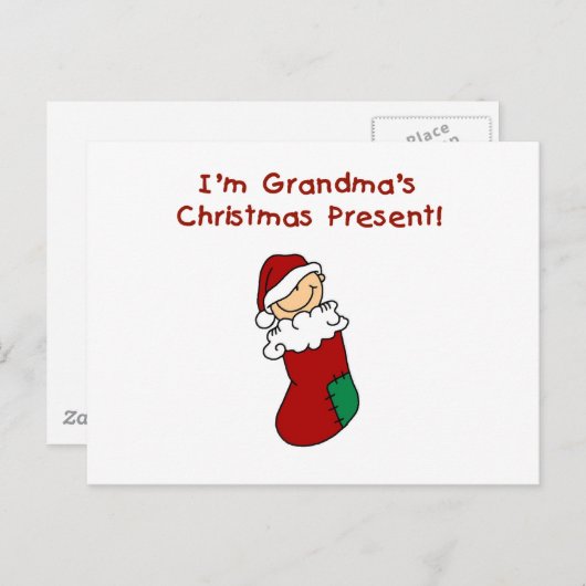 おばあちゃんのクリスマスプレゼントTシャツ&ギフト シーズンポストカード (正面/裏面)