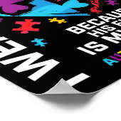 おばあちゃんのグランドパI衣服ブルーのための私の孫の自閉症 ポスター (角)