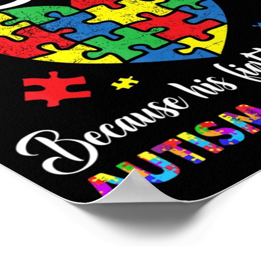 おばあちゃんのグランドパI衣服ブルーのための私の孫の自閉症 ポスター (角)