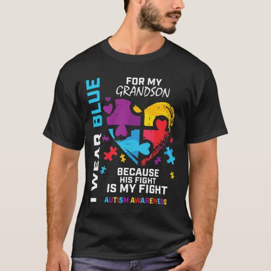 おばあちゃんのグランドパI衣服ブルーのための私の孫の自閉症 Tシャツ (正面)
