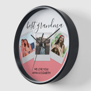 おばあちゃんのコラージュ最高のギフトかわいい 壁時計
