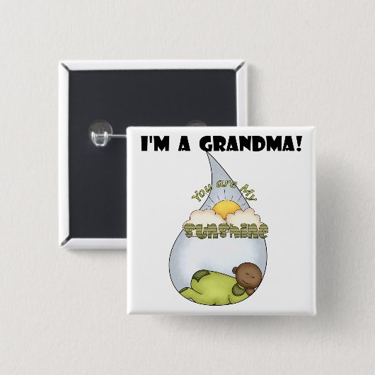 おばあちゃんのサンシャインアフリカ系アメリカ人少年 缶バッジ (正面&裏面)